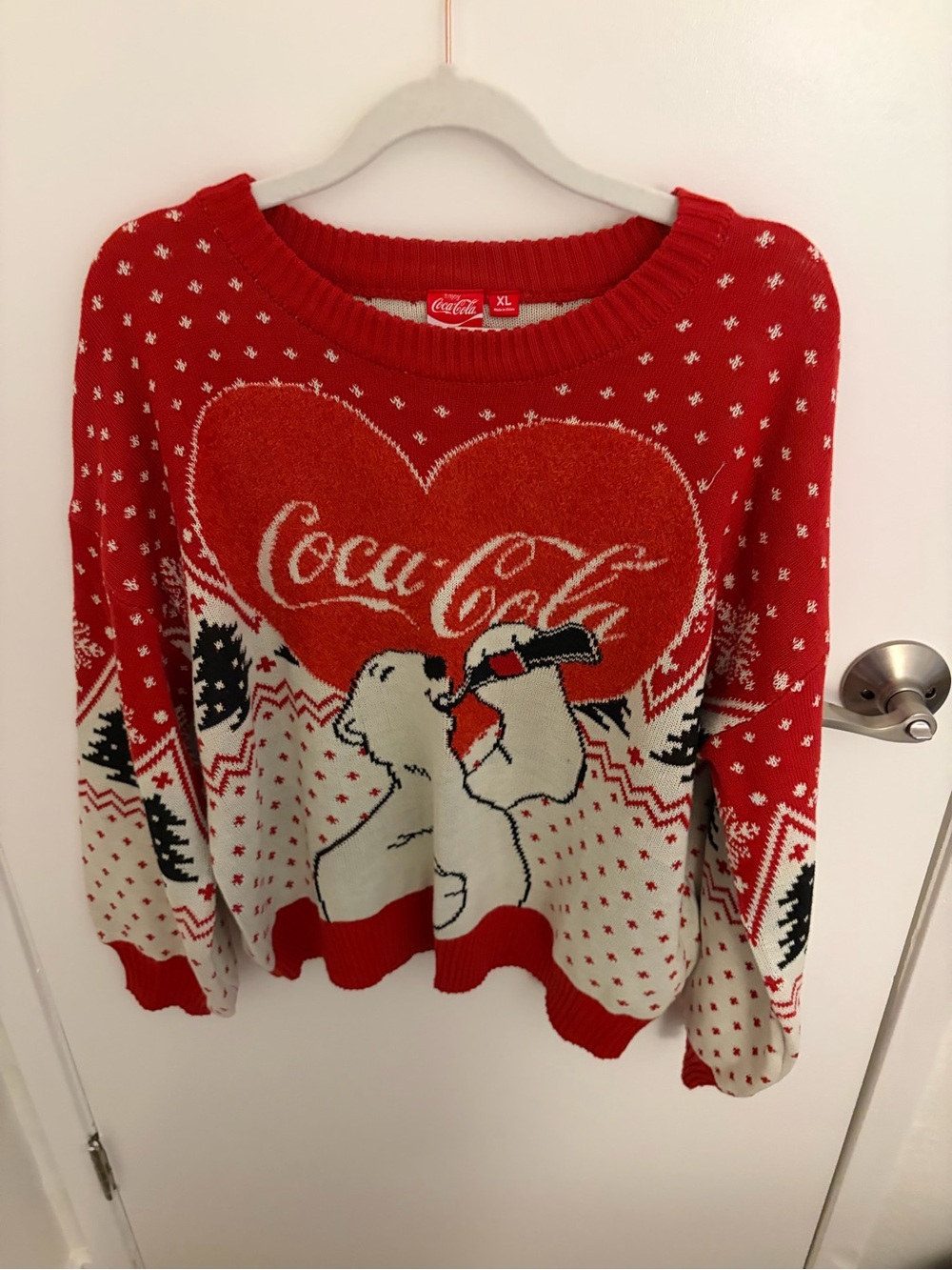 Coca Cola Red White Polar Bear Logo Crewneck Sweater